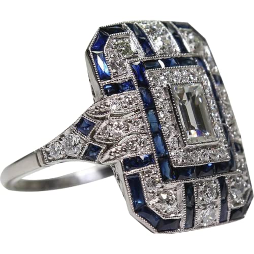 Ruluti Großer Ring Geometrischer Großer Blauer...
