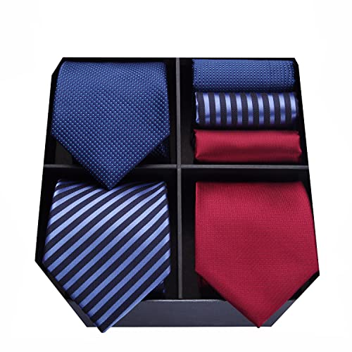 HISDERN Los 3 Stck Herren Krawatte Tupfen-Karo...