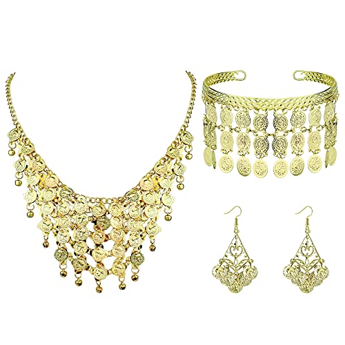 Milacolato 3Pcs Schmuck Set für Damen Gold Münze...