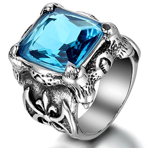 JewelryWe Schmuck Herren-Ring, Edelstahl Glas,...