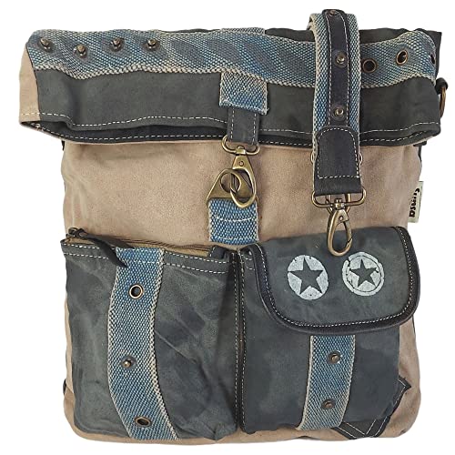 Sunsa Canvas beige Umhängetasche große Damen...