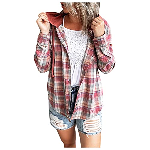 DondPO Hemdjacke Damen Herbst, Warm Grün Bequem...