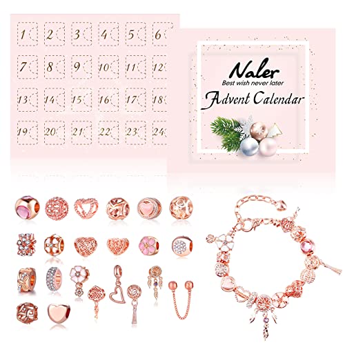 Naler 24-teilig Charms Adventskalender Roségold...