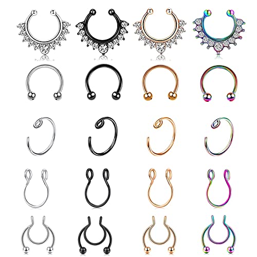 Thokono 20G Fake Nasenpiercing 8mm Edelstahl Fake...