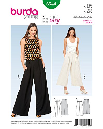 Burda 6544 Schnittmuster Hose mit großzügiger...