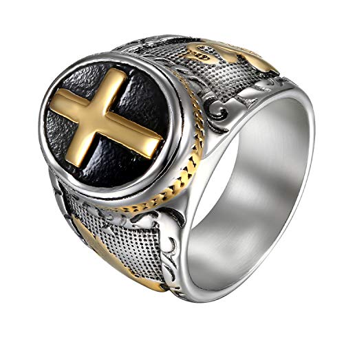 JewelryWe Schmuck Herren-Ring Edelstahl Retro...