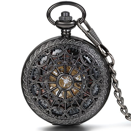 JewelryWe Herren Taschenuhr Retro Spinnennetz...