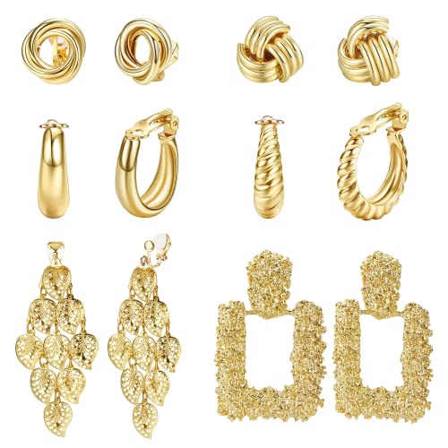 Dochais 6 Paar Ohrclips Ohne Ohrlöcher Gold, Clip...