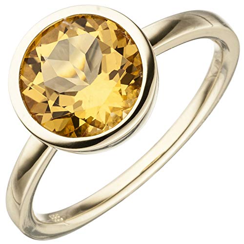 JOBO Damen-Ring aus 585 Gold mit Citrin Größe 60