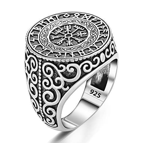 TAKILINGO Vegvisir Kompass Siegelring aus massivem...