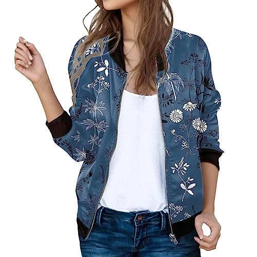 Damen Jacke Frühling 2023 Floral Bomber Jacket...