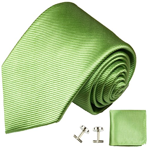 Paul Malone XL Designer Krawatte grün uni Set...