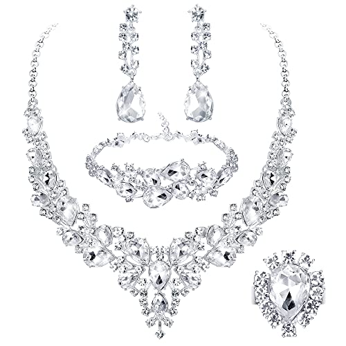 JeweBella 5PCS Hochzeit Schmuck Sets für Damen...