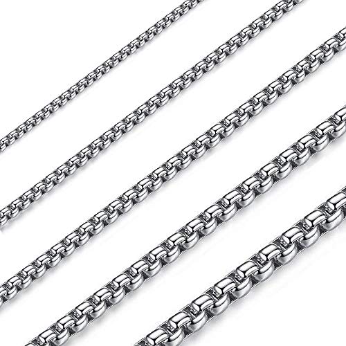 OSTAN Herren Damen Edelstahl Silber Box Kette...