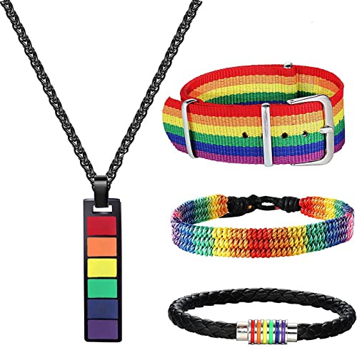 JeweBella 4 Stück LGBT Kette Gay Pride Armband...