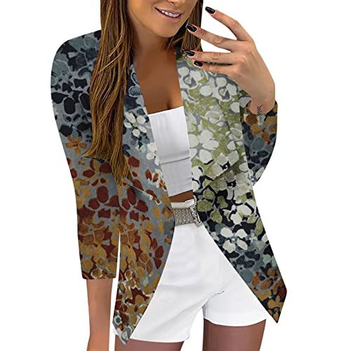 Damen Jacke Aufdruck Kurzmantel Reverskrag Blazer...