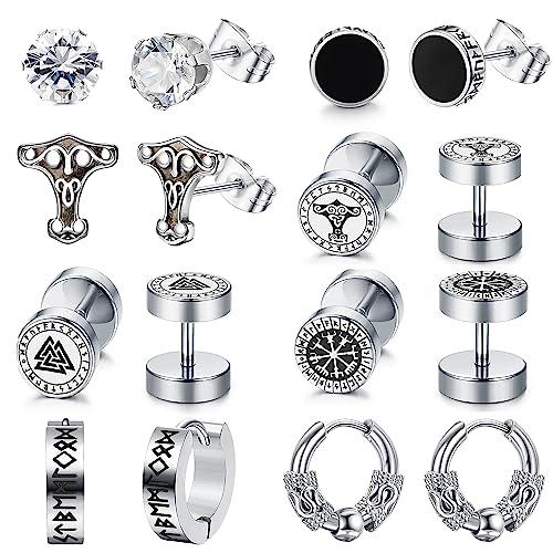 MILACOLATO Edelstahl Ohrringe Herren Set,8 Paar...