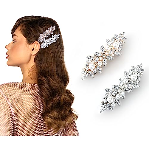 2 Stück Strass Perlen Haarspangen Silber Gold...