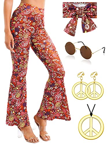 YADODO 70er Jahre Damenhose Hippie Kostüm Damen...