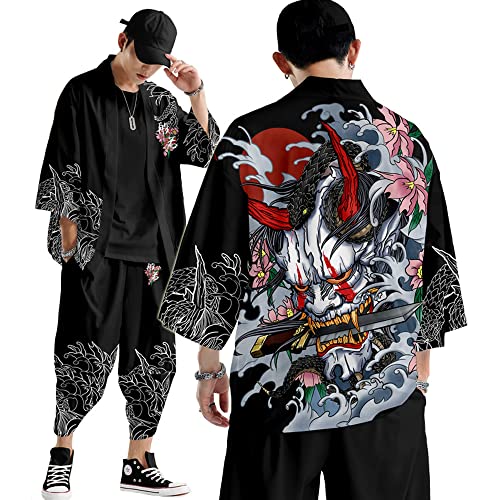 KUXUAN Japanische Kimono-Strickjacke für Herren...