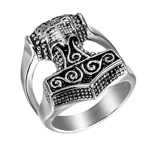 JewelryWe Schmuck Biker Herren-Ring Edelstahl...