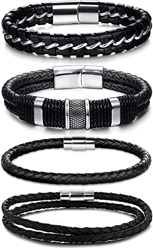 YADOCA 4 Stück Herren Armbänder Leder für...