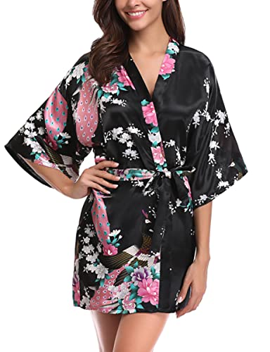 Migcaput Bademantel Damen Kurz mit Gürtel Kimono...