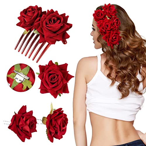 4 Stück Rose Blume Haarnadel Haarspange Braut...