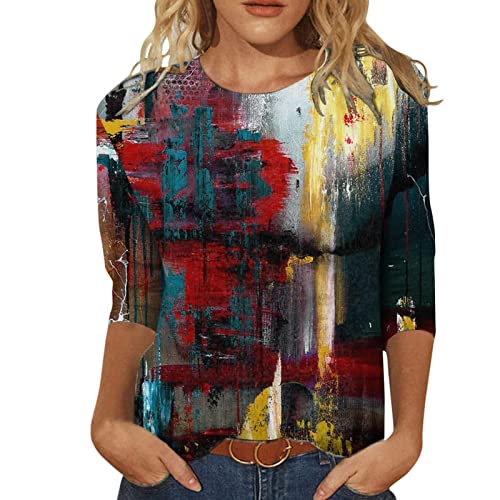 3/4 Arm Shirt Damen Oberteile Herbst Bluse Elegant...