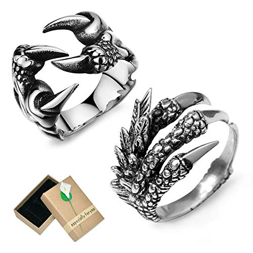 EQLEF Dragon Claw Ring Set, Gothic, verstellbar,...