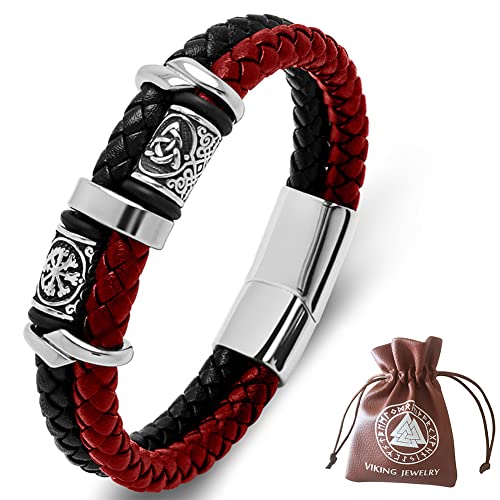 DPGOLDP Wikinger Lederarmband mit Edelstahl Celtic...