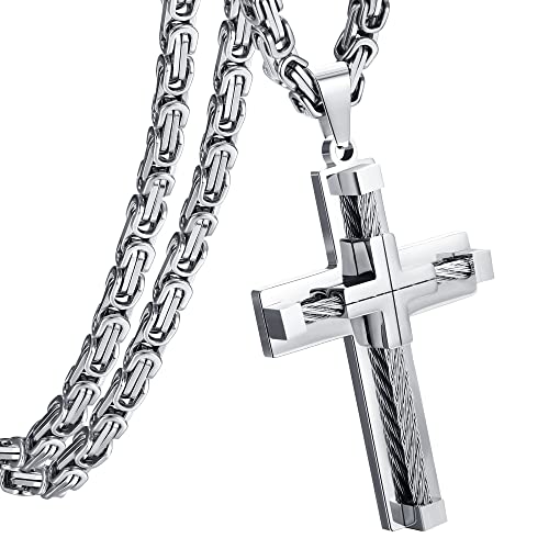Adramata Kreuz Kette Herren Edelstahl Große...
