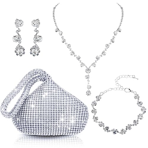 Yolev Brautschmuck Set Silber Tasche für Hochzeit...