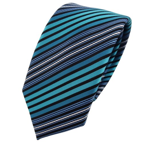 TigerTie - schmale Designer Krawatte in türkis...