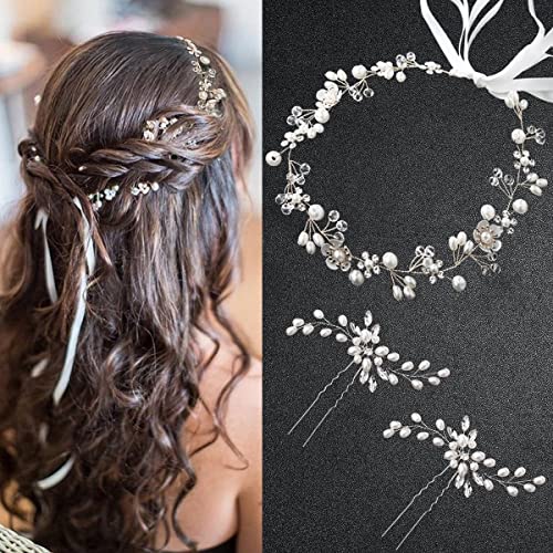 Braut Hochzeits Kopfschmuck,3 Stück Braut blumen...
