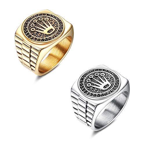 YADOCA 2 Stücke Herren Ringe Silber Gold...