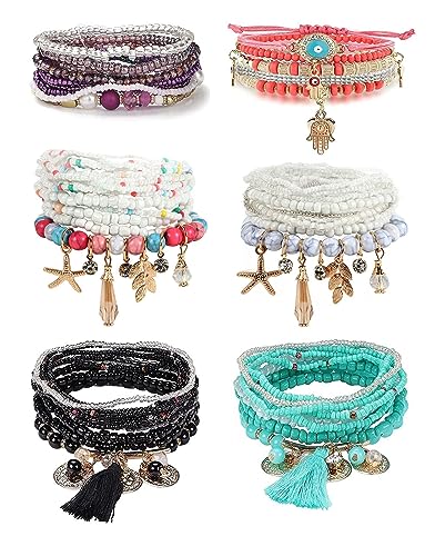 LOLIAS 6 Set Böhmische PerlenArmband Set für...