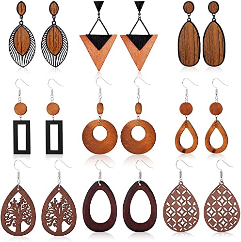 YADOCA 9 Paare Ethnische Holz Ohrringe für Damen...