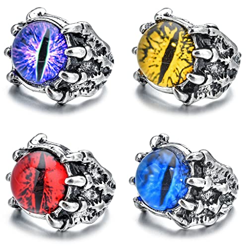 Ouceanwin 4 Pcs Vintage Punk Ringe Drachen Dämon...