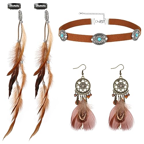 MWOOT Bohemian Retro Schmuck Set mit Feder...