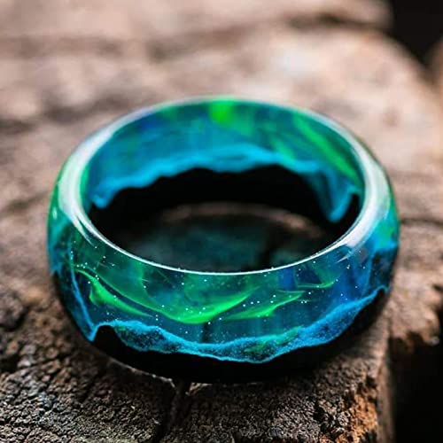 ZKRZ Blauer Harz Damen Herren Holzring Landschaft...