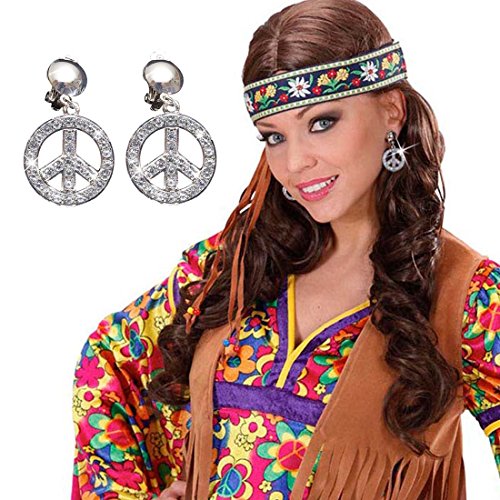 NET TOYS 70er Jahre Peace Ohrringe Hippie Ohrclips...